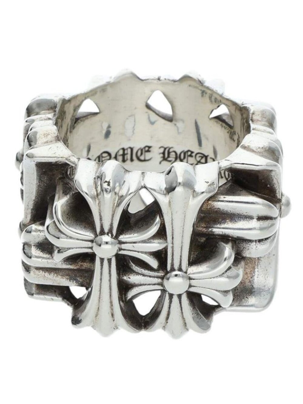 Chrome Hearts Square Cemetery Cross Silver Ring